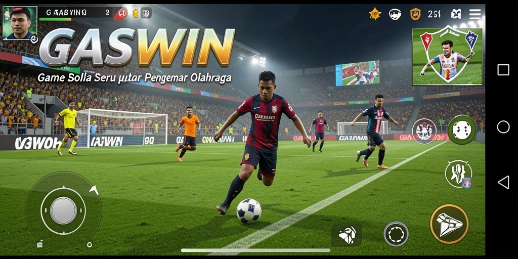 Tampilan gameplay GASWIN yang mendebarkan dan penuh aksi sepak bola.
