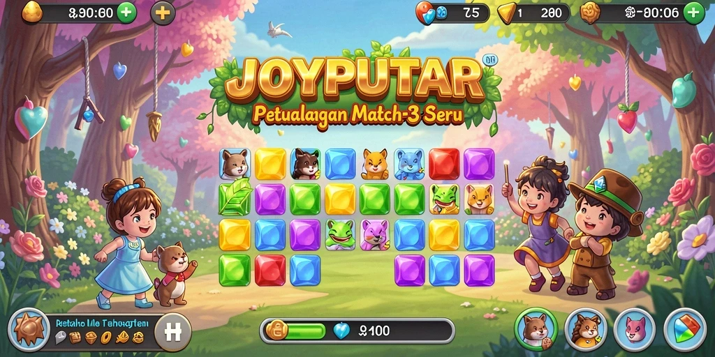 Tangkapan layar JOYPUTAR menampilkan momen seru permainan Match-3 yang adiktif.