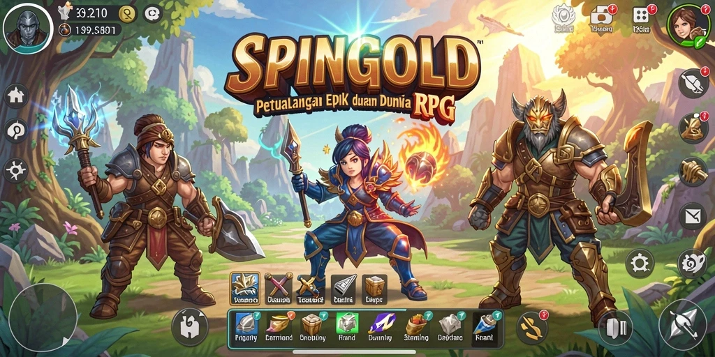 Tampilan gameplay SPINGOLD yang memukau dan penuh aksi.