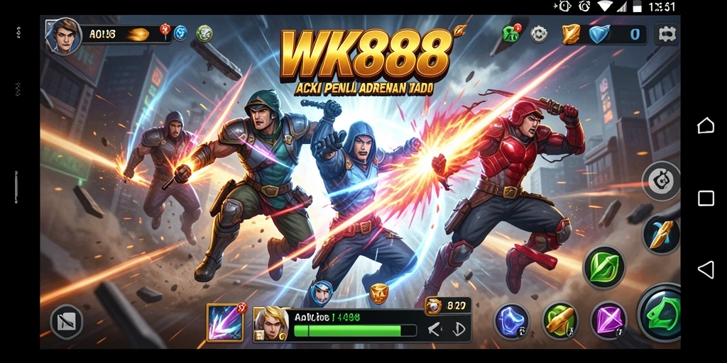 Tangkapan layar menunjukkan aksi seru dan gameplay mendebarkan di WK888.